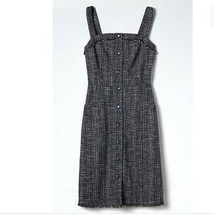 Banana Republic Blue Tweed Sleeveless Short Dress With Pockets Size 10